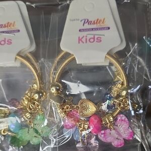 Lot Of 12...Pastels Gold and Pink Butterfly Charm Jewelry